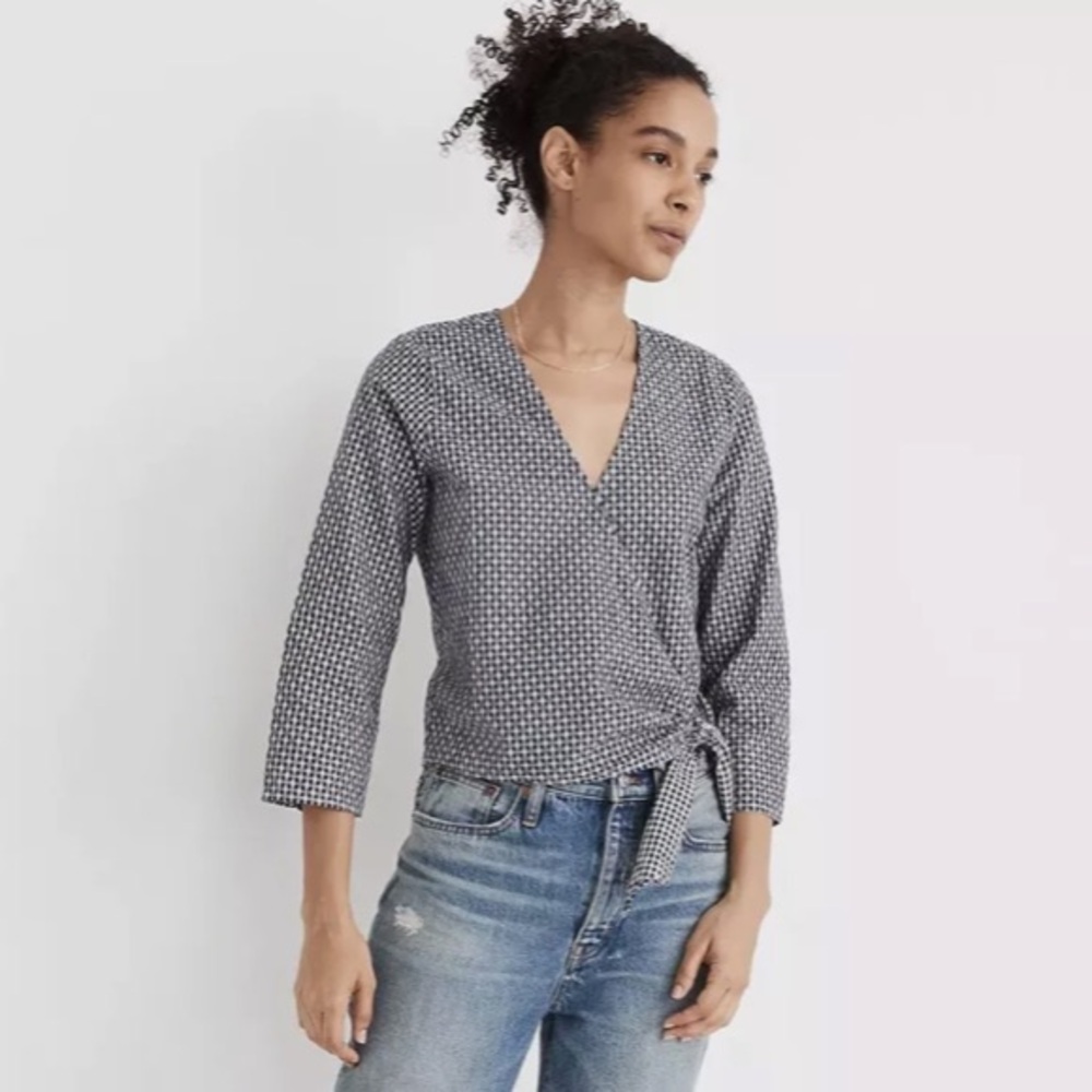 Made well Gingham print cross front blouse
